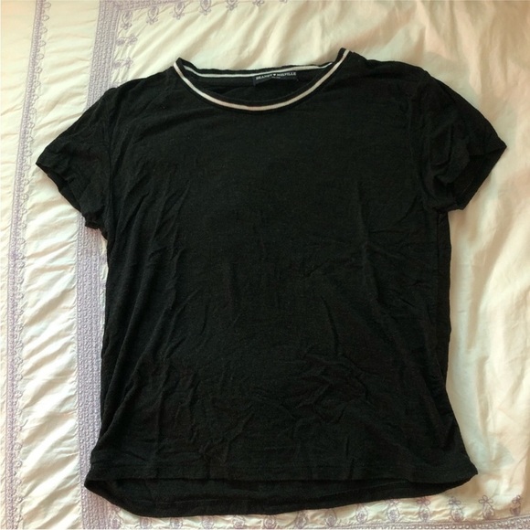 Brandy Melville Tops - Brandy Melville Black T-shirt with White Collar